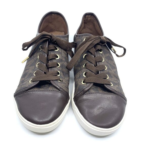 Michael Kors Womens Logo City Sneakers Shoes Brown Size 9.5M 001109 Lace Up - Picture 10 of 15